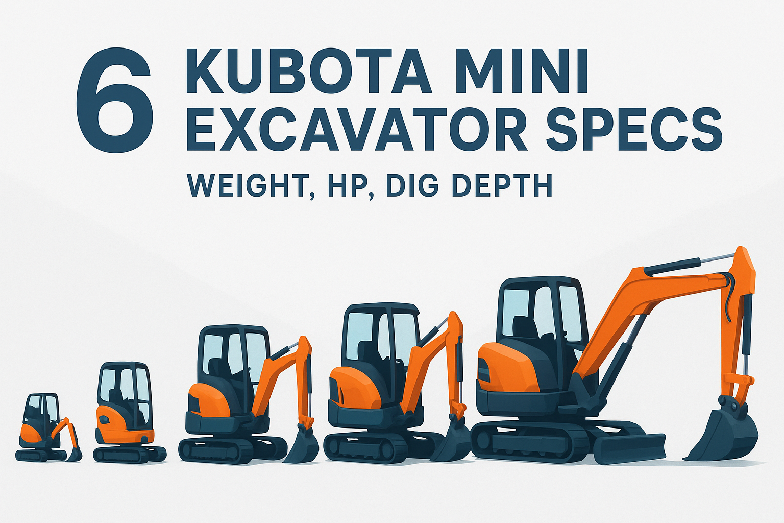 6 Kubota Mini Excavator Specs: Weight, HP, Dig Depth