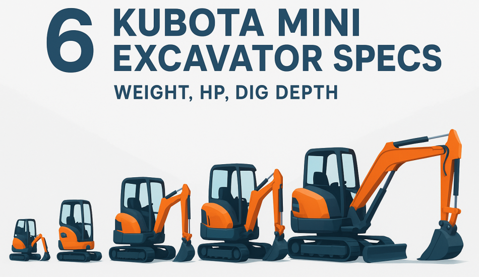 6 Kubota Mini Excavator Specs: Weight, HP, Dig Depth